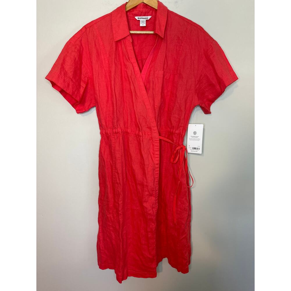 Athleta Red Short Sleeve Wrap Mini Dress
